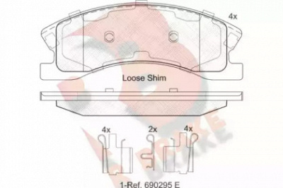 R BRAKE rb2075 -  Комплект тормозных колодок, дисковый тормоз